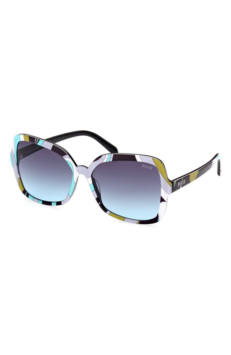 Emilio Pucci 60mm Gradient Butterfly Sunglasses, Alternate, color, Turquoise/ Gradient Smoke