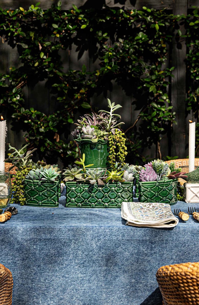 Juliska Set of 2 Berry & Thread Petite Rectangular Parterre, Alternate, color, Basil