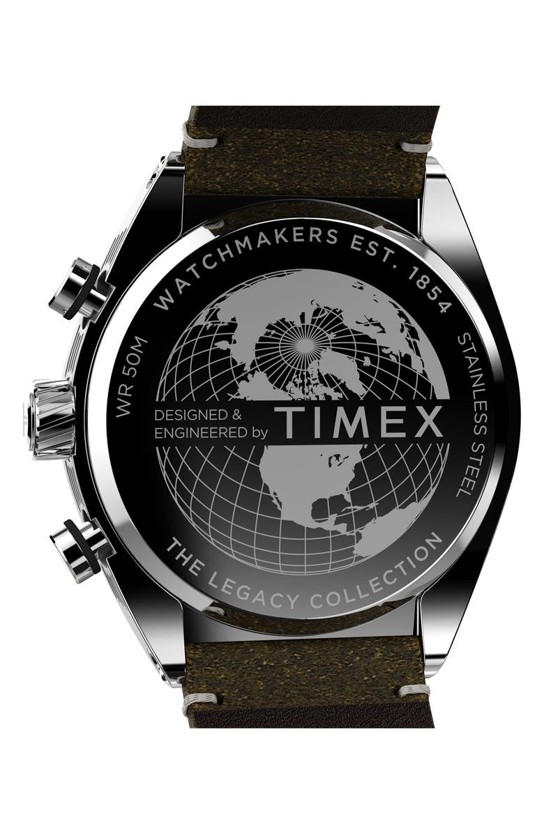 Timex<sup>®</sup> Legacy Tonneau Chronograph Leather Strap Watch, 42mm, Alternate, color, 