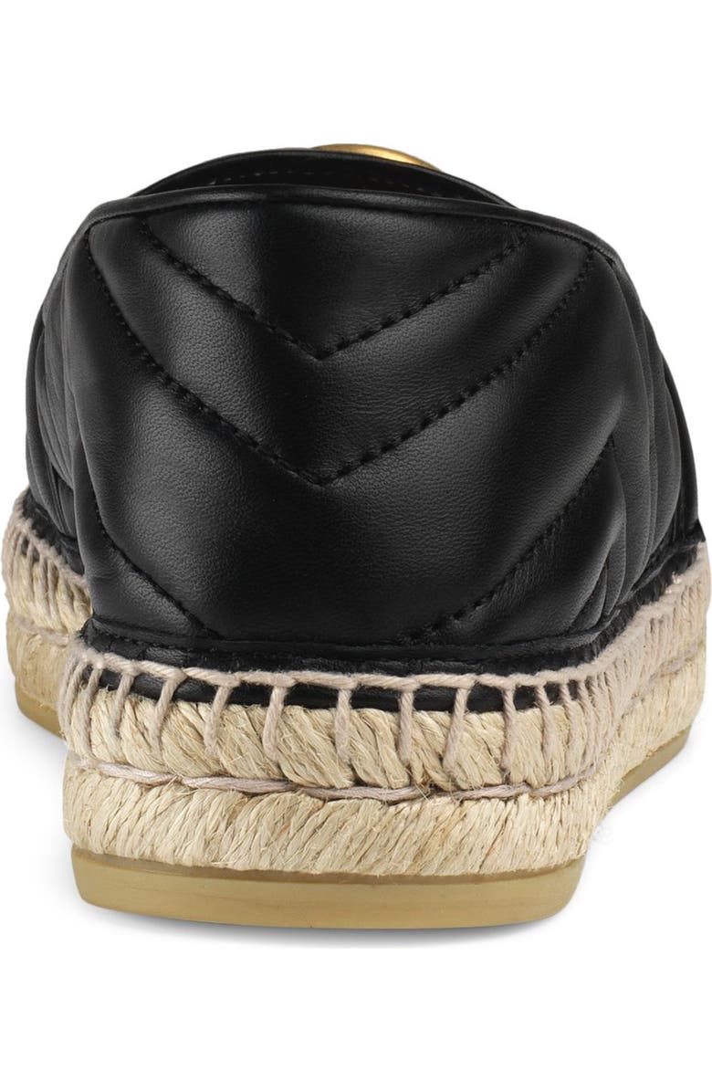 Gucci Pilar GG Matelassé Chevron Flat Espadrille, Alternate, color, Black Leather