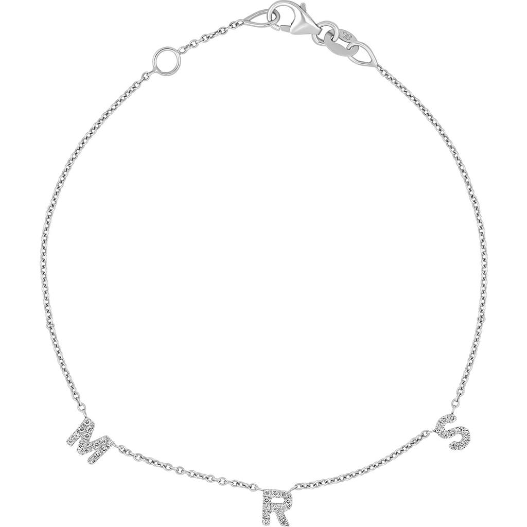 Bony Levy Icon Diamond 'mrs' Charm Bracelet In Silver