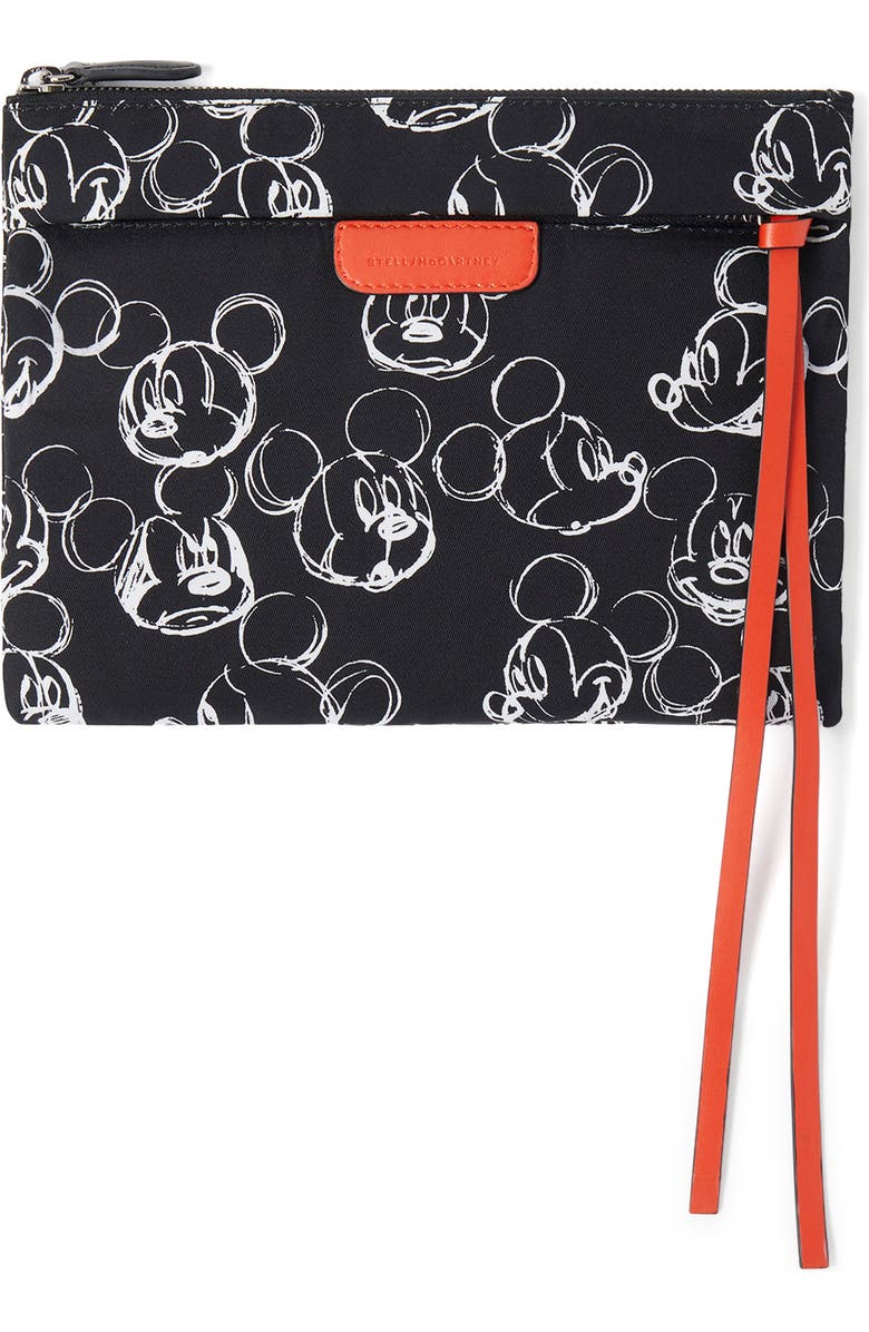 Stella McCartney x Disney Fantasia Mickey Print Pouch, Main, color, 1000 Black