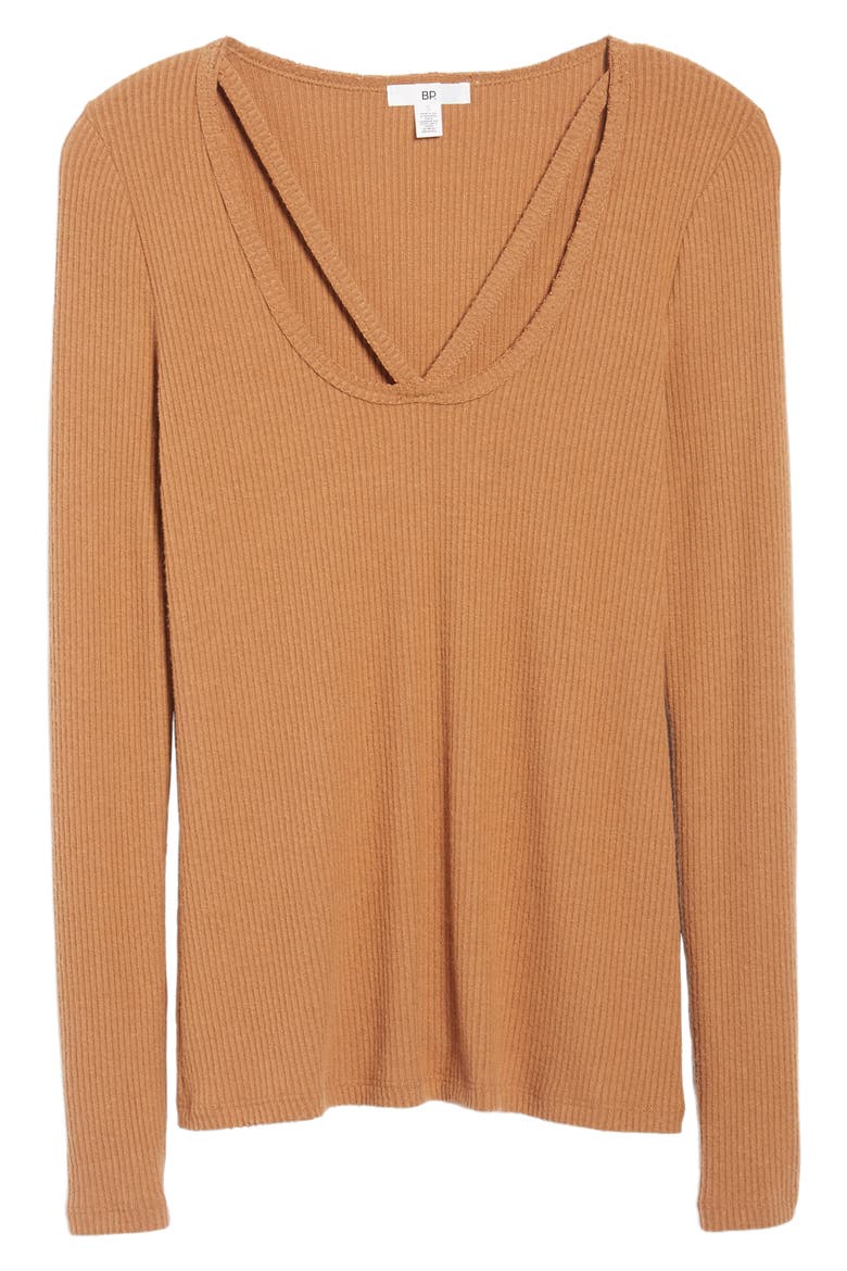Strappy Ribbed Top, Alternate, color, BROWN BUCKTHORN
