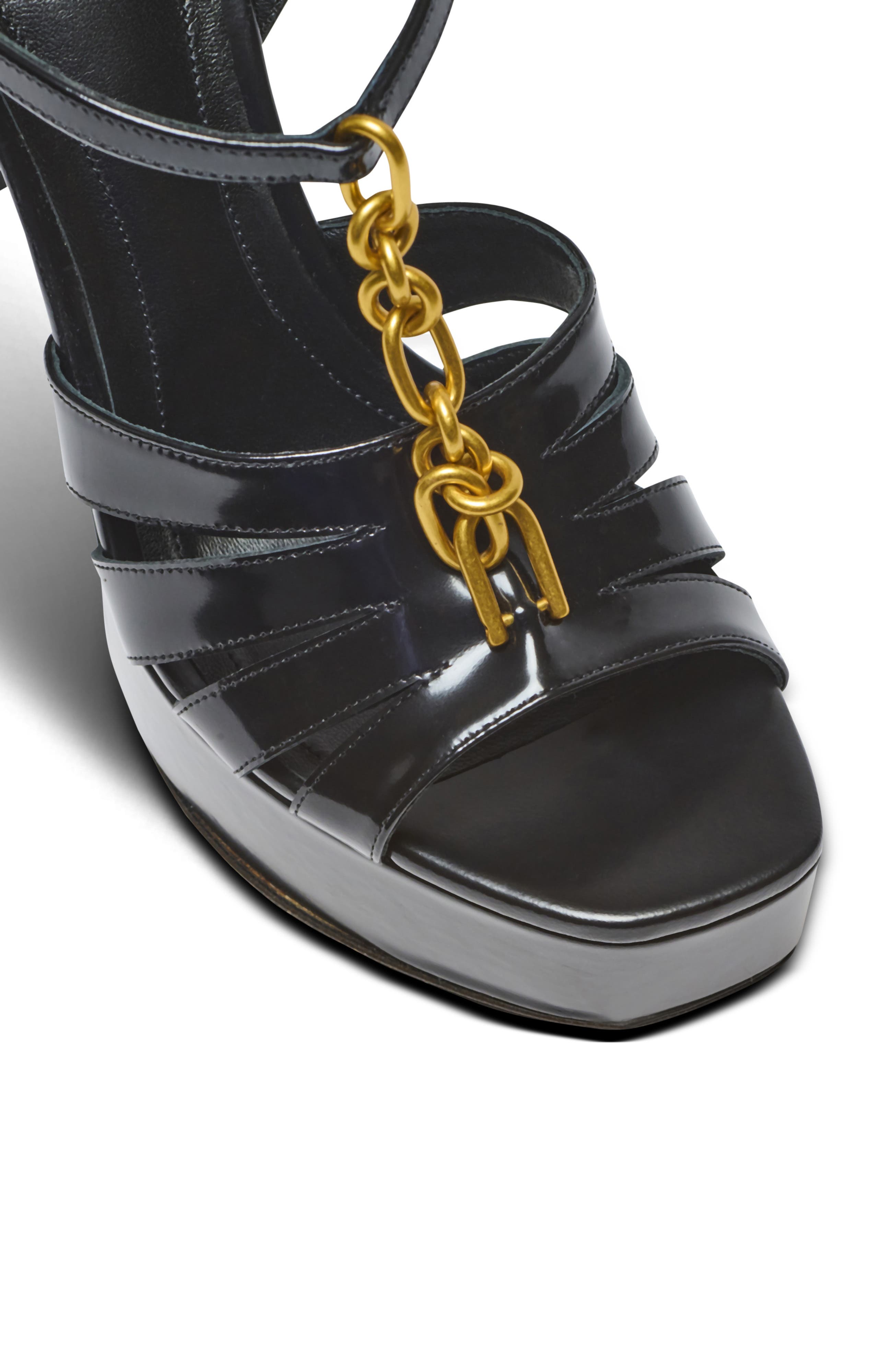 Balmain Sync platform sandals in patent lambskin, Alternate, color, Black