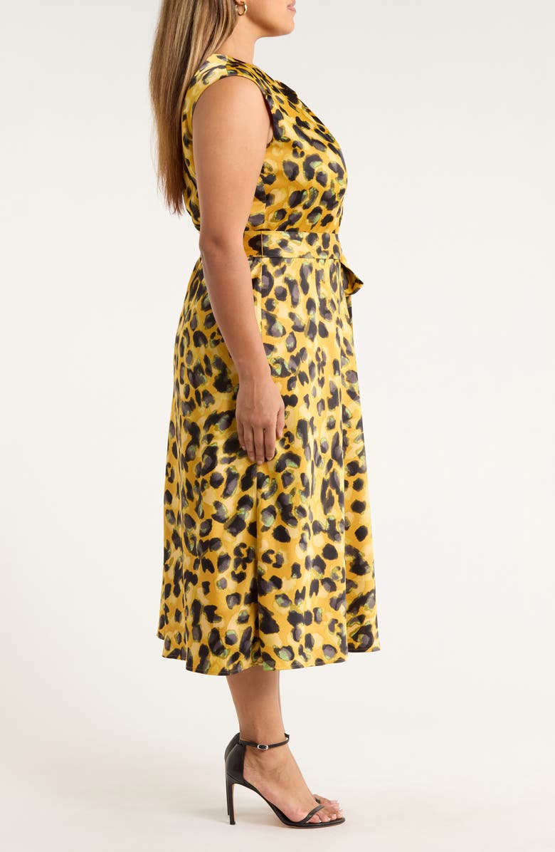 Tahari ASL Pleated Sleeveless Sleeveless Midi Dress, Alternate, color, Ginger Midi