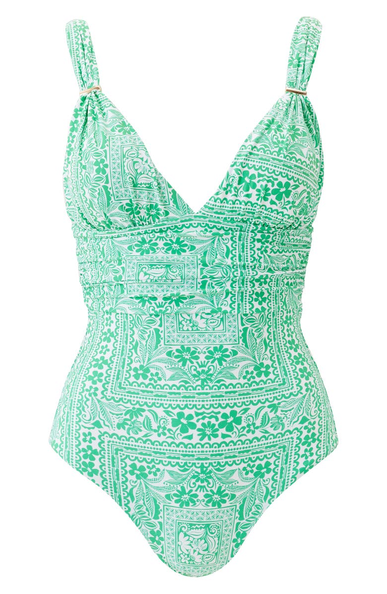 Melissa Odabash Panarea Shirred One-Piece Swimsuit, Alternate, color, 