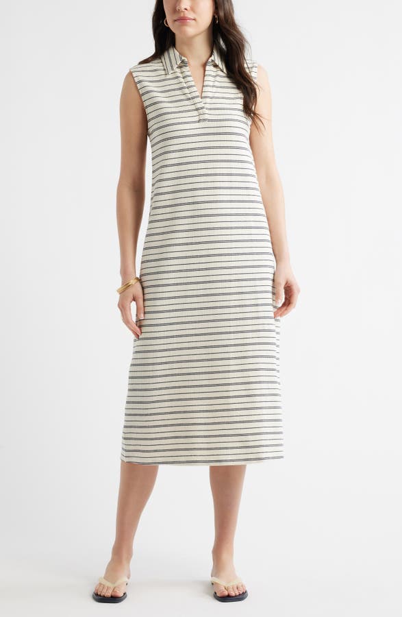 Jacquard Henley Midi Dress