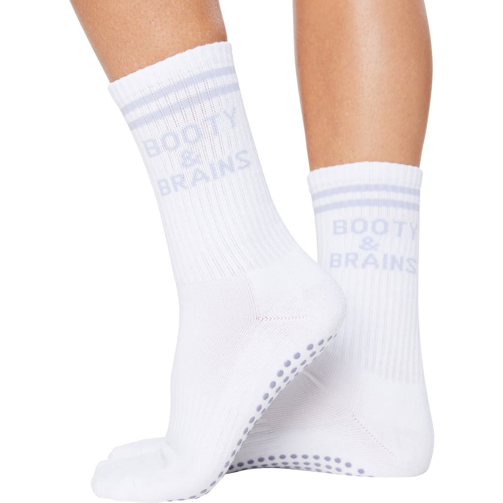 Souls. Booty & Brains Ankle Grip Socks In White