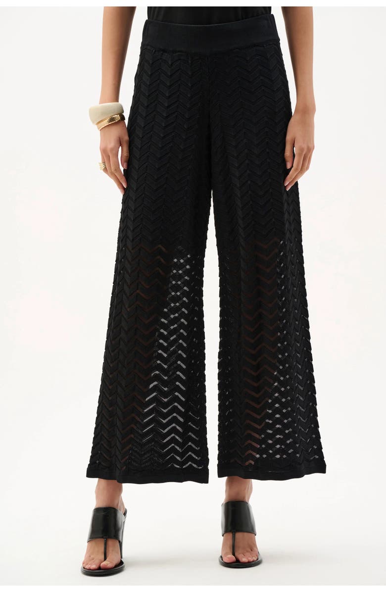 JOSEPH RIBKOFF Viscose Jacquard Knit Chevron Stitch Culotte Pants, Main, color, Black