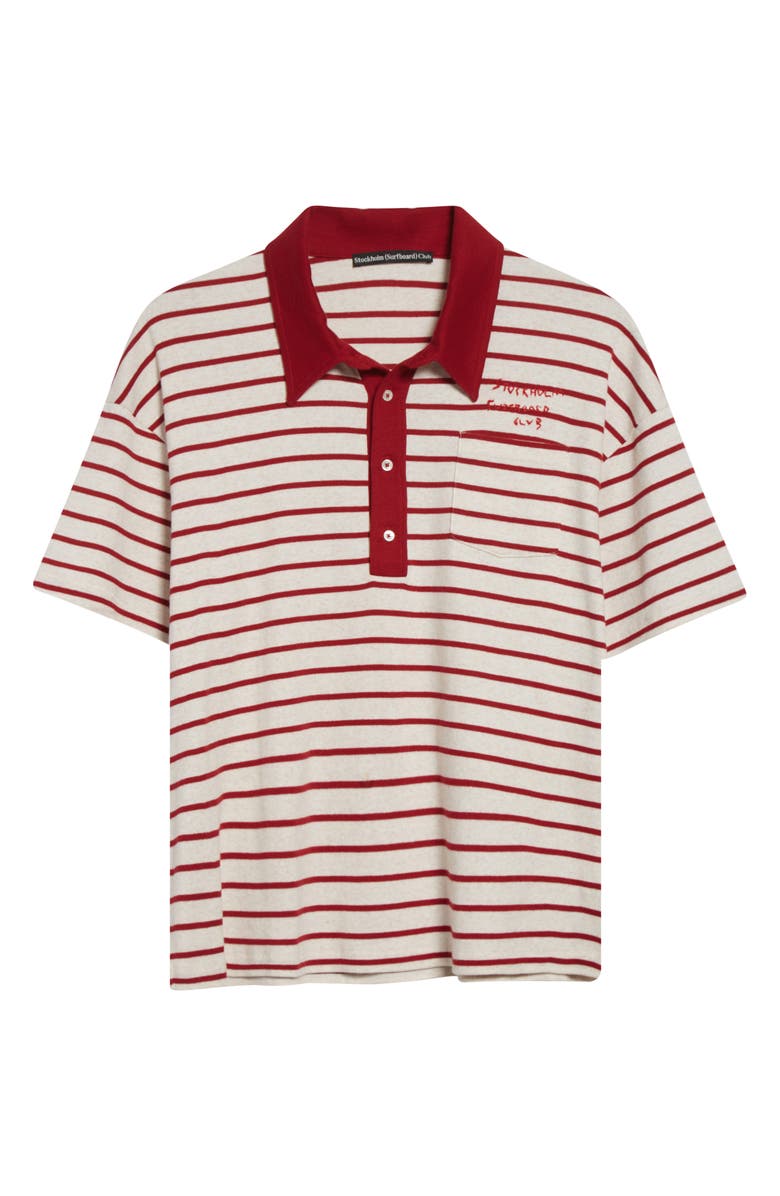 STOCKHOLM SURFBOARD CLUB Stripe Organic Cotton Pocket Polo, Alternate, color, Red Stripe