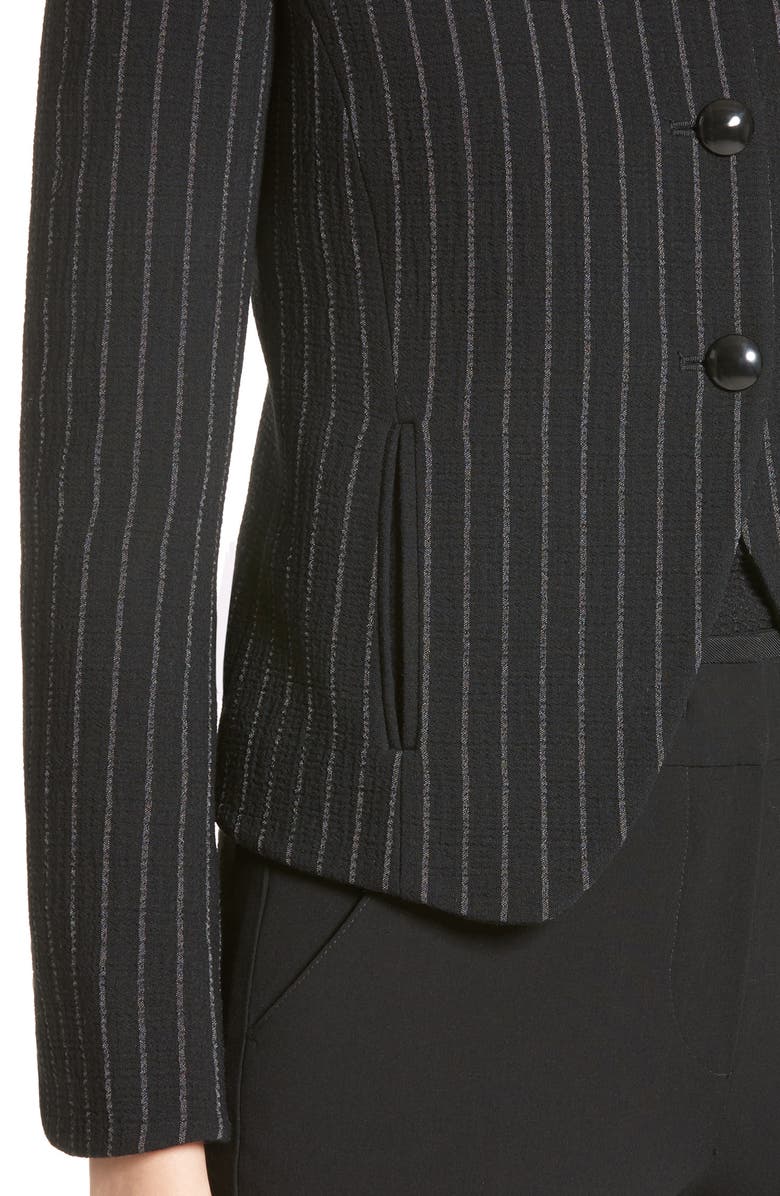 Armani Collezioni Stretch Wool Pinstripe Jacket, Alternate, color, Black Grey Multi