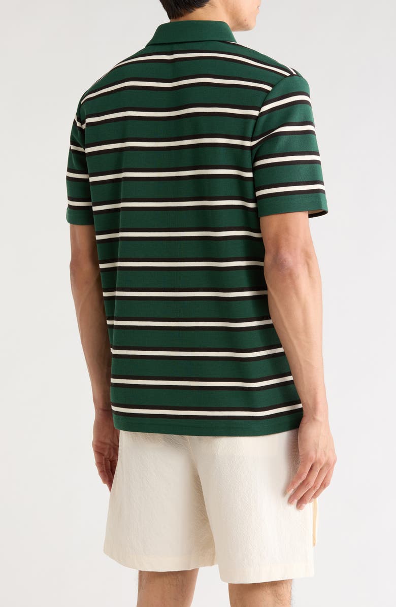 MALBON Fairway Bass Club Stripe Piqué Polo, Alternate, color, Forest Stripe