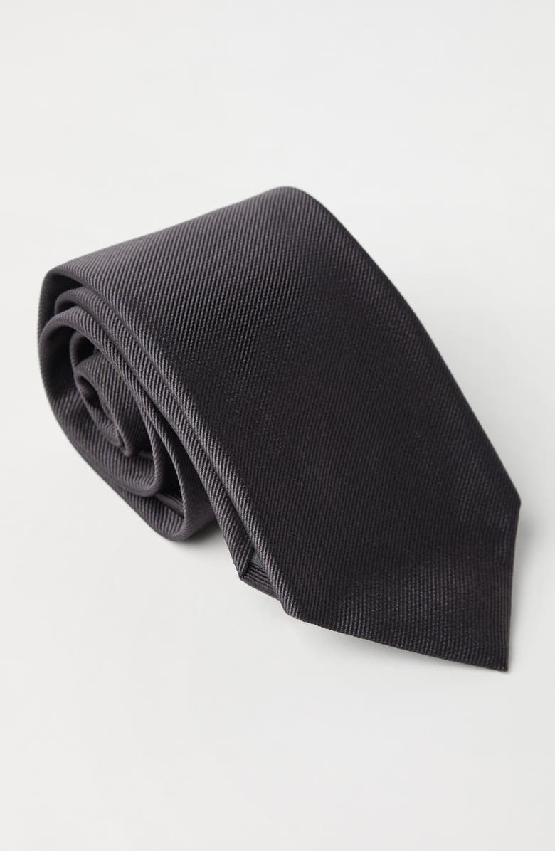 Brunello Cucinelli Silk twill tie, Alternate, color, Anthracite