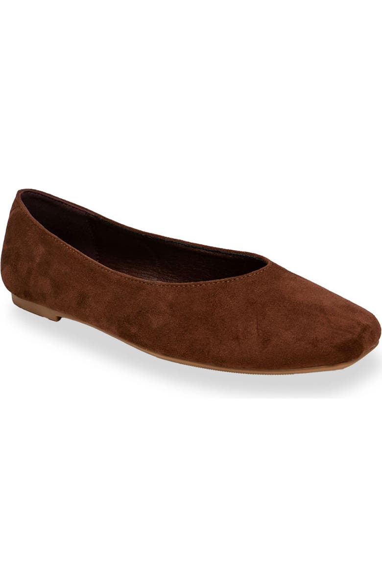 CHASE AND CHLOE Square Toe Ballet Flat, Main, color, Brown
