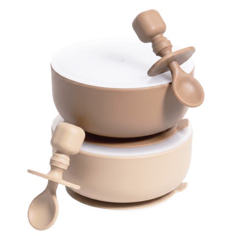 Silicone Baby Feeding Set with Suction Bowls & Spoons, 4-Piece