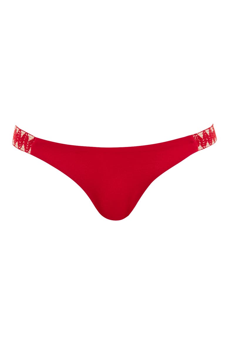 Zigzag Trim Bikini Bottoms, Alternate, color, RED