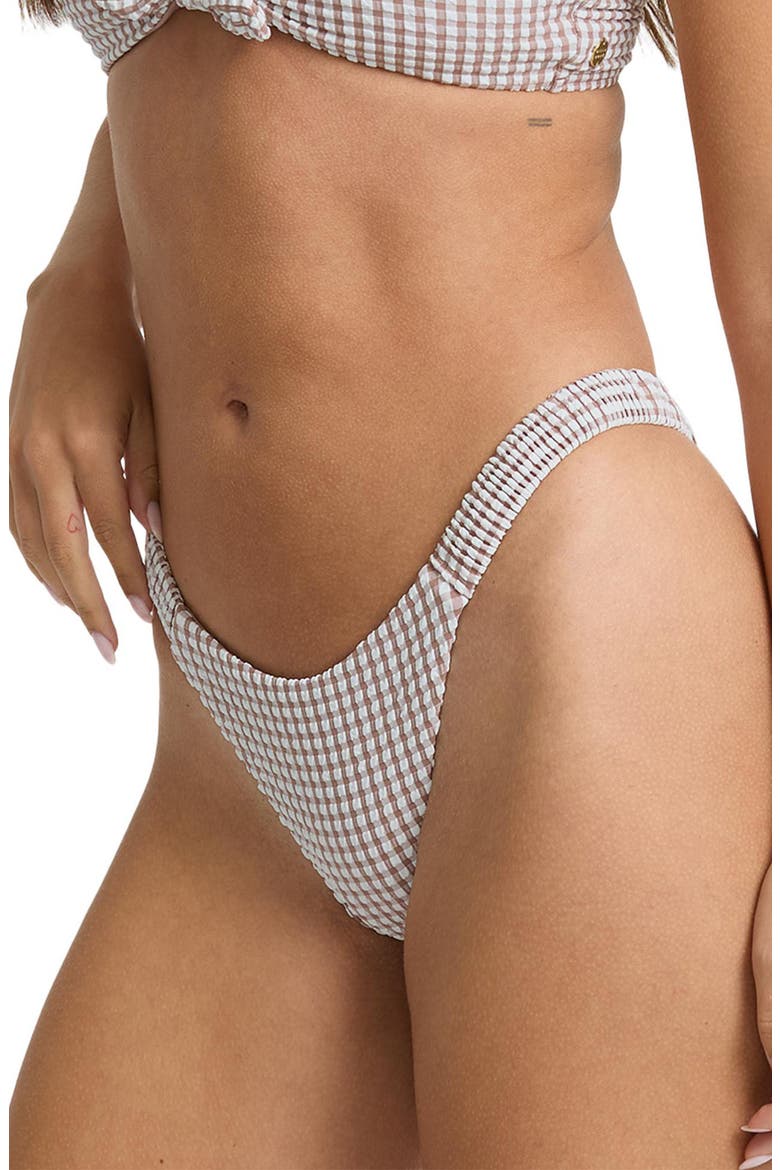 Mini Wave Check Sunni Scrunched Bikini Bottoms, Alternate, color, ACORN