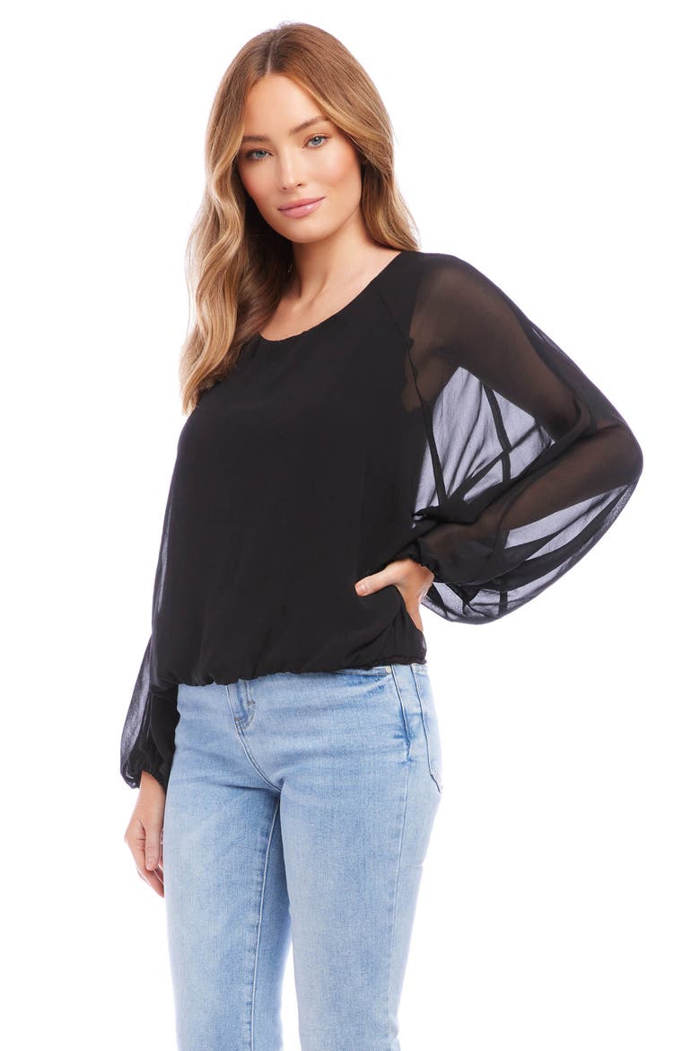 Lantern Sleeve Top, Alternate, color, BLACK