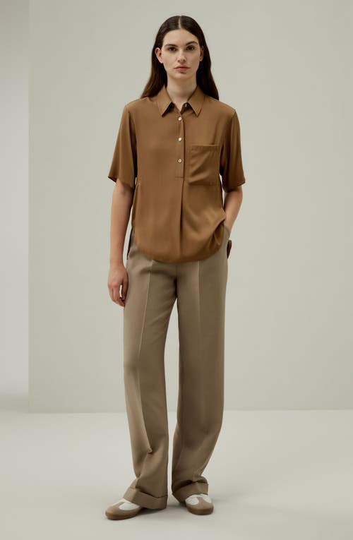LILYSILK LILYSILK HALF-PLACKET SHORT SLEEVE BUTTON UP SHIRT