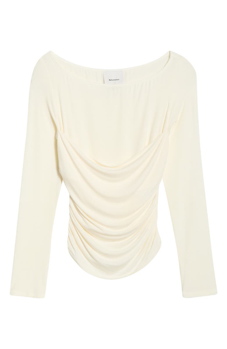 Reformation Julian Ruched Knit Top, Alternate, color, Ivory