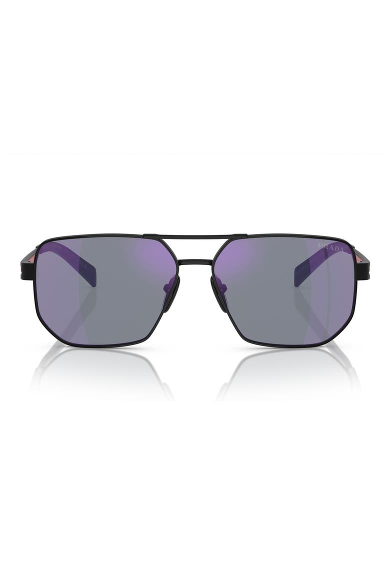 59mm Pilot Sunglasses, Main, color, MATTE BLACK
