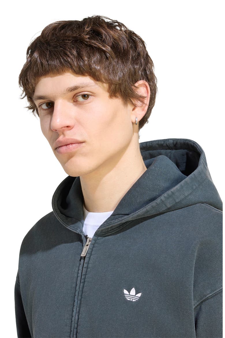 Essentials Loose Full Zip Hoodie, Alternate, color, BLACK