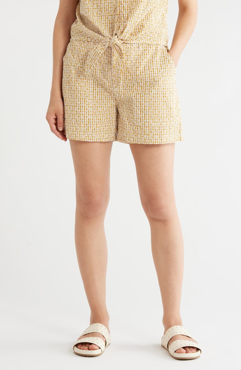 Sanctuary Socialize Gingham Embroidered Eyelet Cotton Shorts, Main, color, Check Eyelet