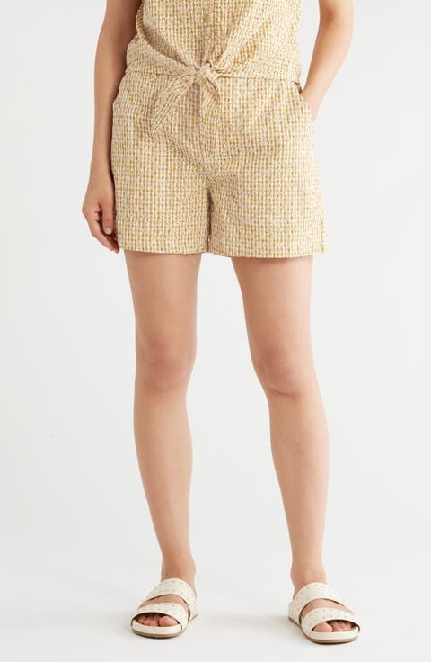 Socialize Gingham Embroidered Eyelet Cotton Shorts