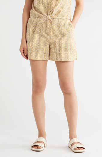 Socialize Gingham Embroidered Eyelet Cotton Shorts