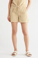 Sanctuary Socialize Gingham Embroidered Eyelet Cotton Shorts