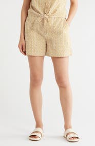Sanctuary Socialize Gingham Embroidered Eyelet Cotton Shorts