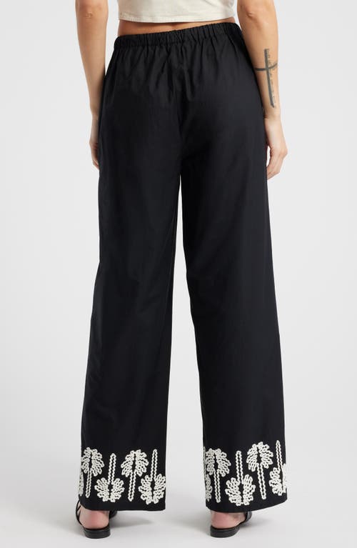 Rails Emmie Palm Tree Embroidered Pants In Black Ivory Palm Trees