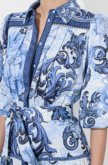 Alice + Olivia Geneva Print Belted Midi Shirtdress | Nordstrom
