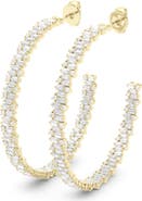 HauteCarat Baguette & Round Brilliant Lab Created Diamond Hoop Earrings