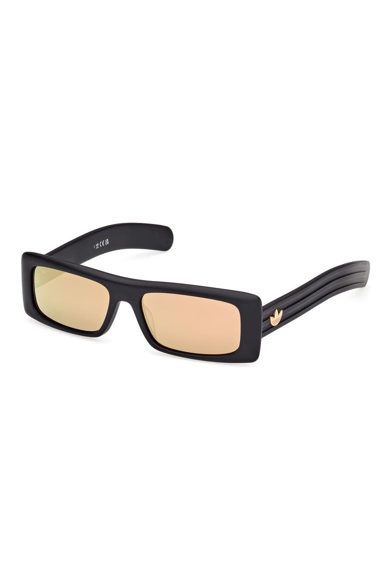 Rectangular Sunglasses, Alternate, color, MATTE BLACK/ BROWN MIRROR
