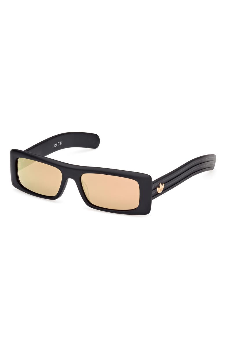 adidas Rectangular Sunglasses, Alternate, color, Matte Black/ Brown Mirror