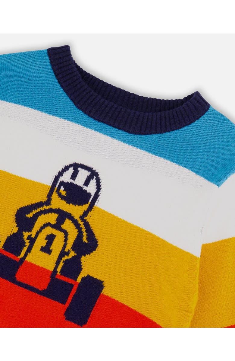 Deux par Deux Little Boy's Multicolor Striped Sweater With Karting Jacquard, Alternate, color,
