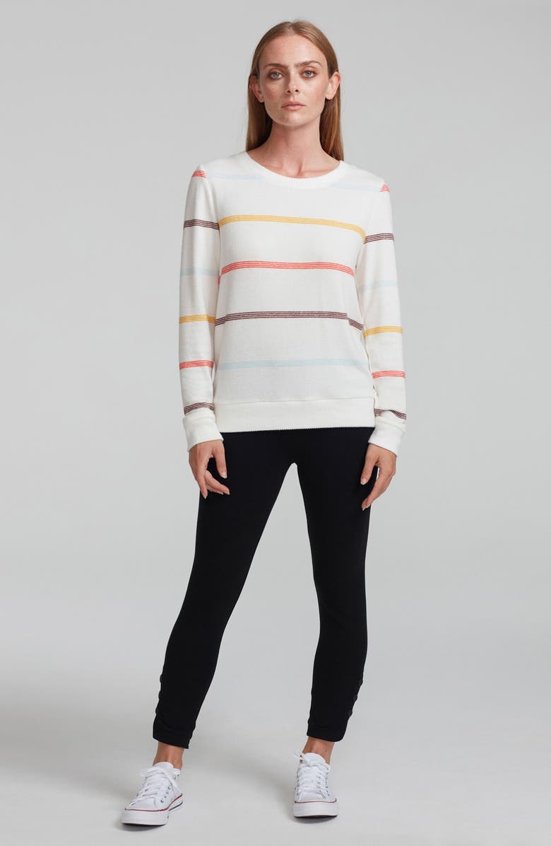 Andrew Marc Stripe Hachi Sweater, Alternate, color, Rust Combo