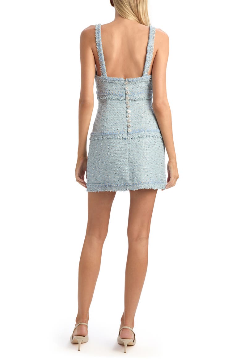 Elina Sequin Fringe Bouclé Minidress, Alternate, color, BLUE BOUCLE