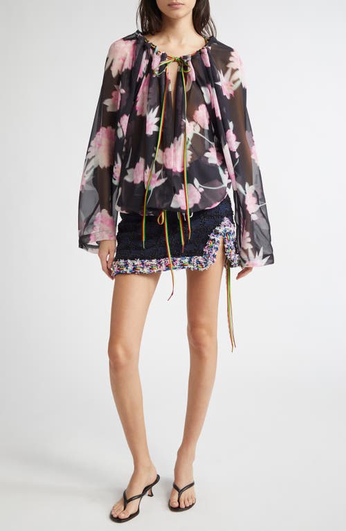 JULIE KEGELS JULIE KEGELS TASH FLORAL SILK OFF THE SHOULDER TOP