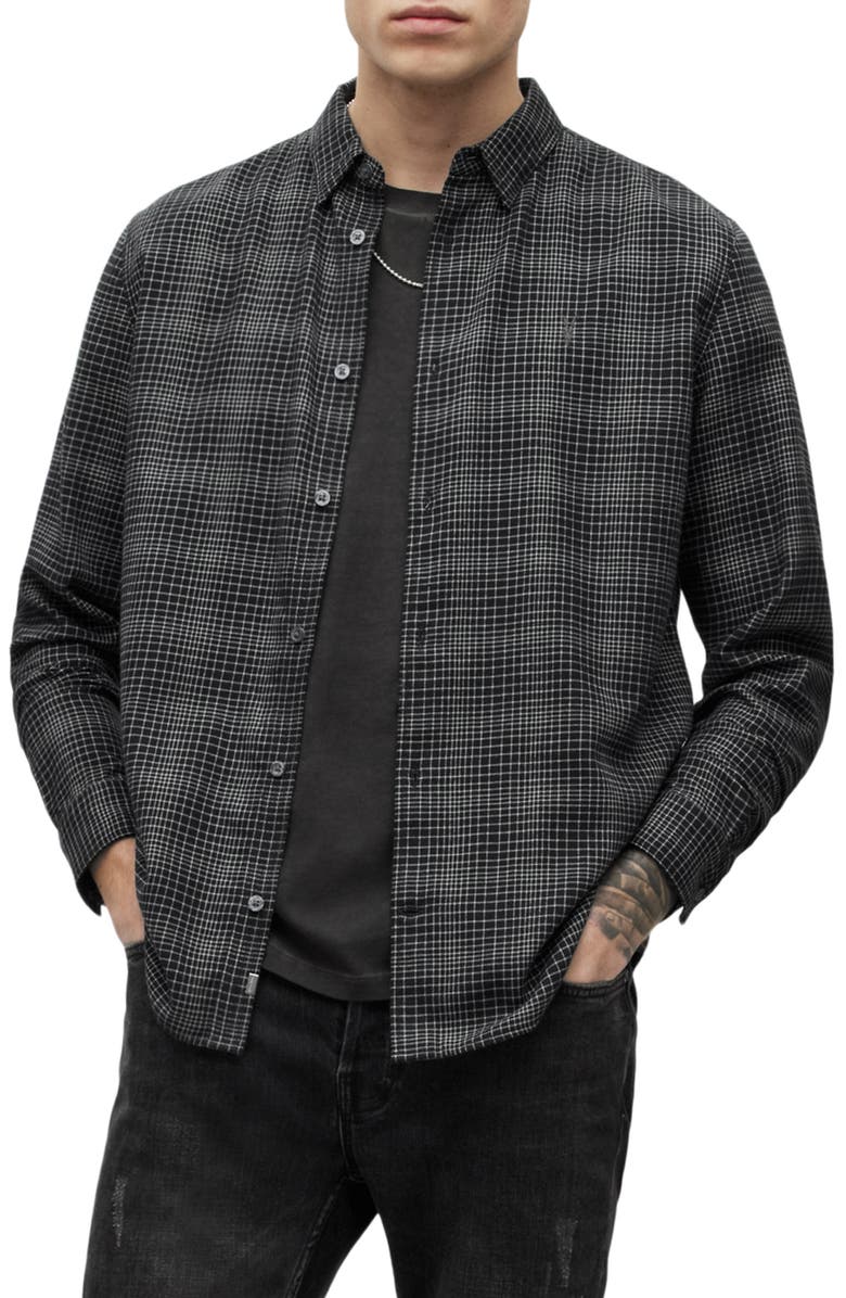 AllSaints Tucker Check Button-Up Shirt, Main, color, 