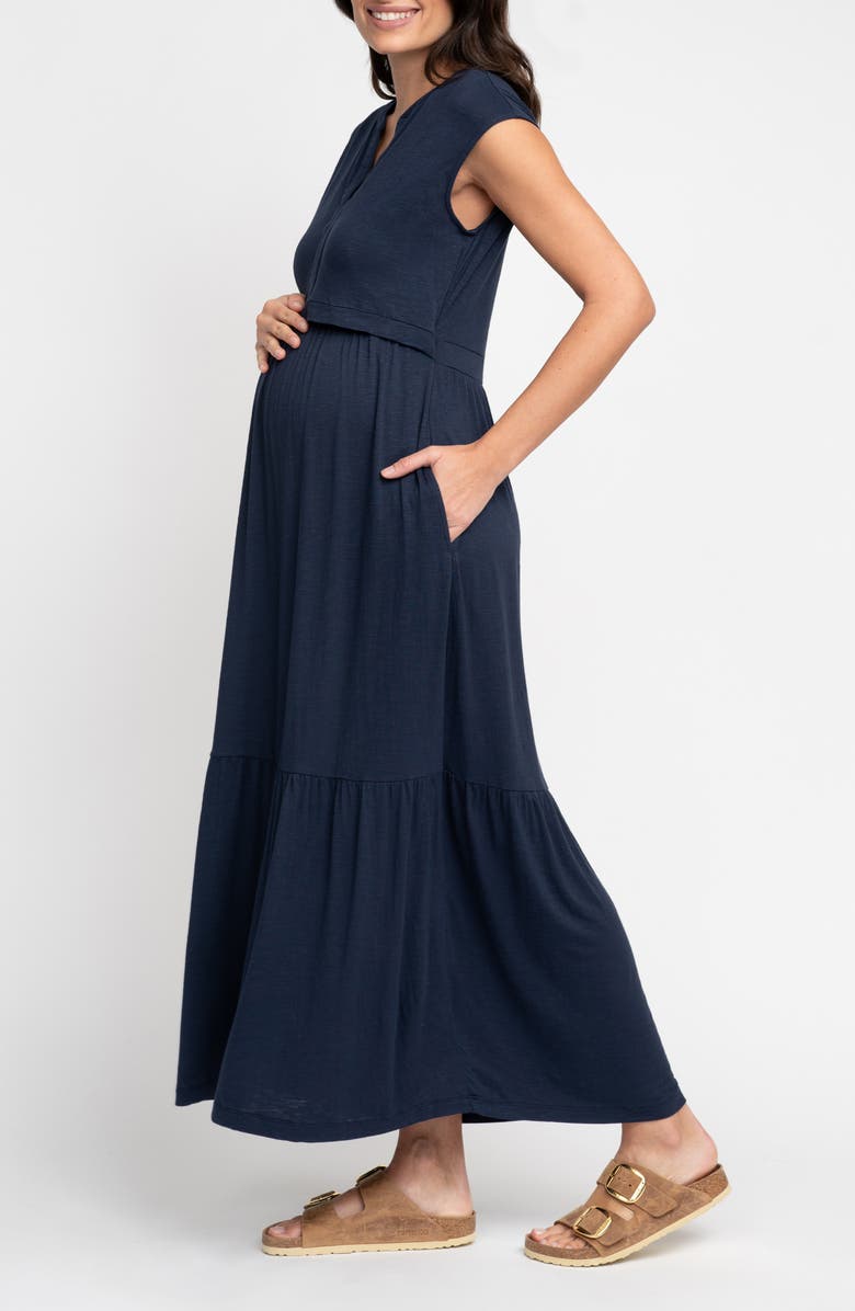 Seraphine Cap Sleeve Jersey Maternity/Nursing Dress, Alternate, color, 