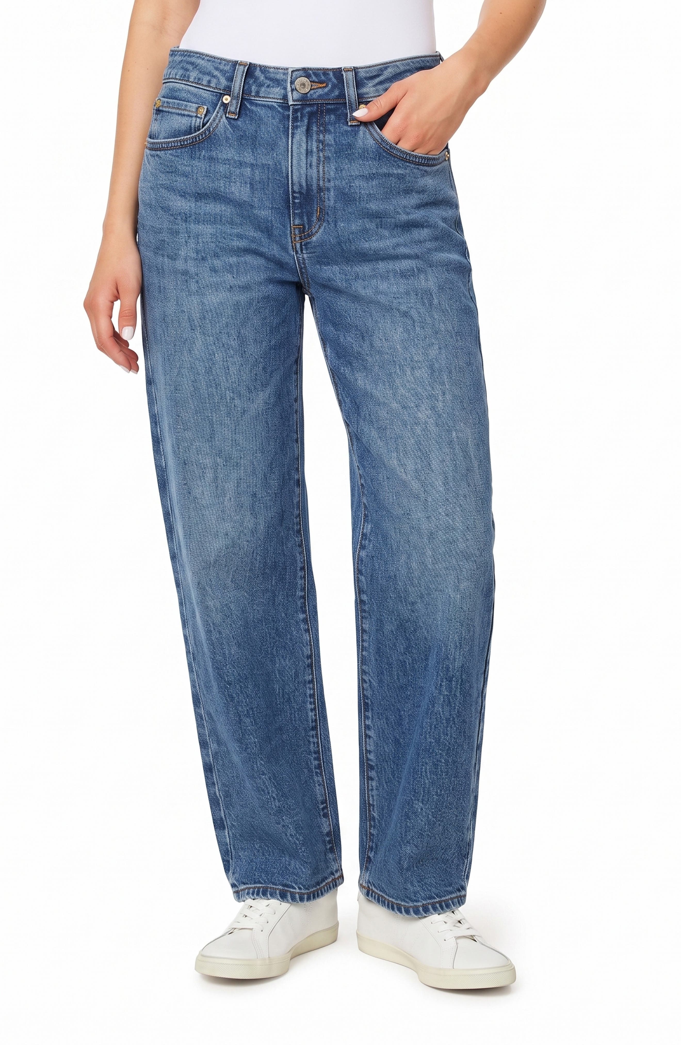 Emmy Relaxed Straight Leg Stretch Cotton Jeans