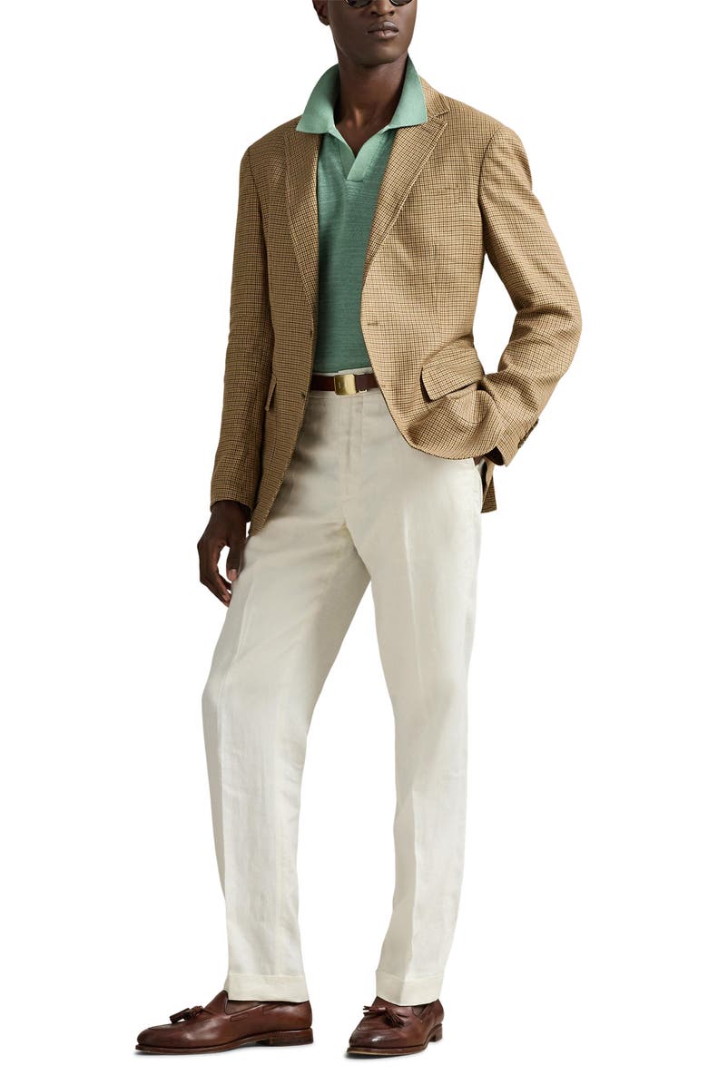 Polo Ralph Lauren Textured Seed Stitch Cotton & Linen Polo, Alternate, color, Faded Mint/ Deckwash White