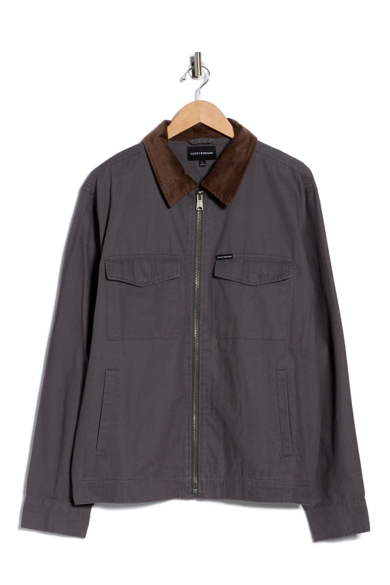 Corduroy Collar Cotton Canvas Work Jacket, Alternate, color, TURBULENCE
