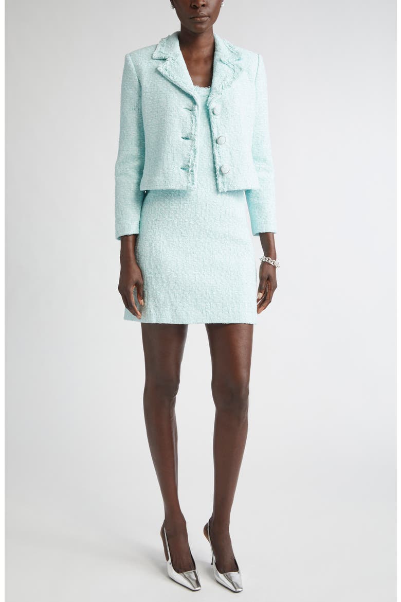 Tape Tweed Crop Jacket, Alternate, color, AQUA