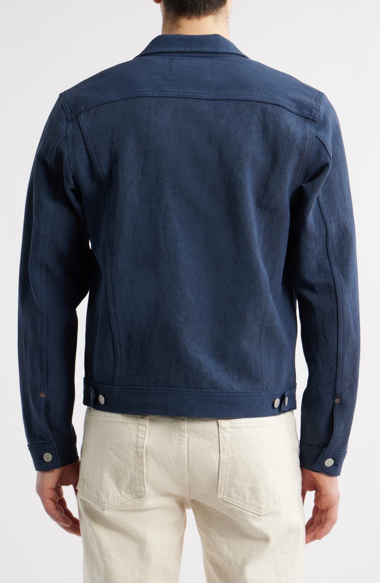 EDWIN Navy Cotton & Linen Twill Trucker Jacket, Alternate, color, Blue