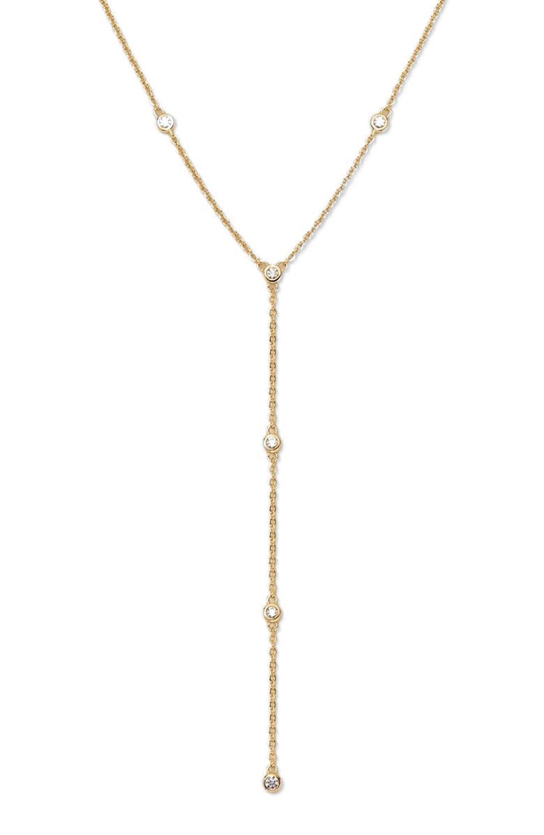 MADE BY MARY CZ Poppy Lariat Necklace, Main, color, Gold Vermeil