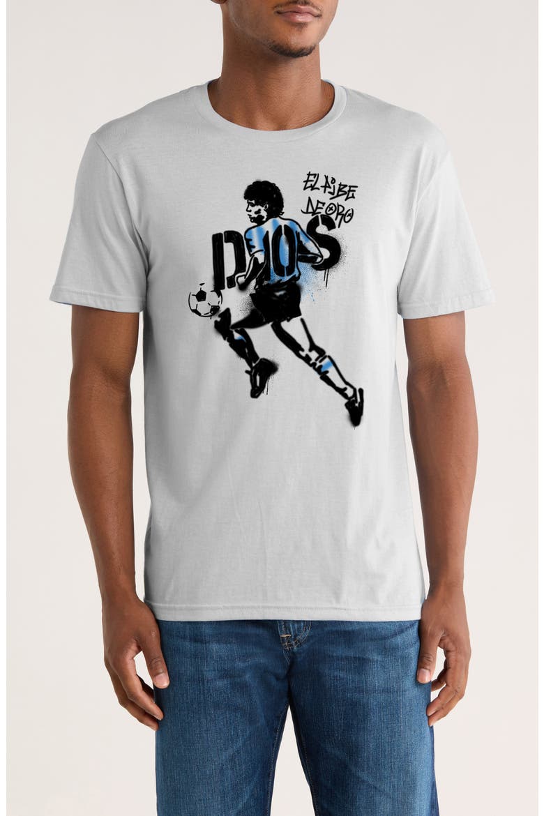 Maradona Stencils Graphic T-Shirt, Main, color, WHITE