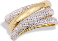 SAVVY CIE JEWELS Two-Tone Pavé Diamond Crossover Multiband Ring